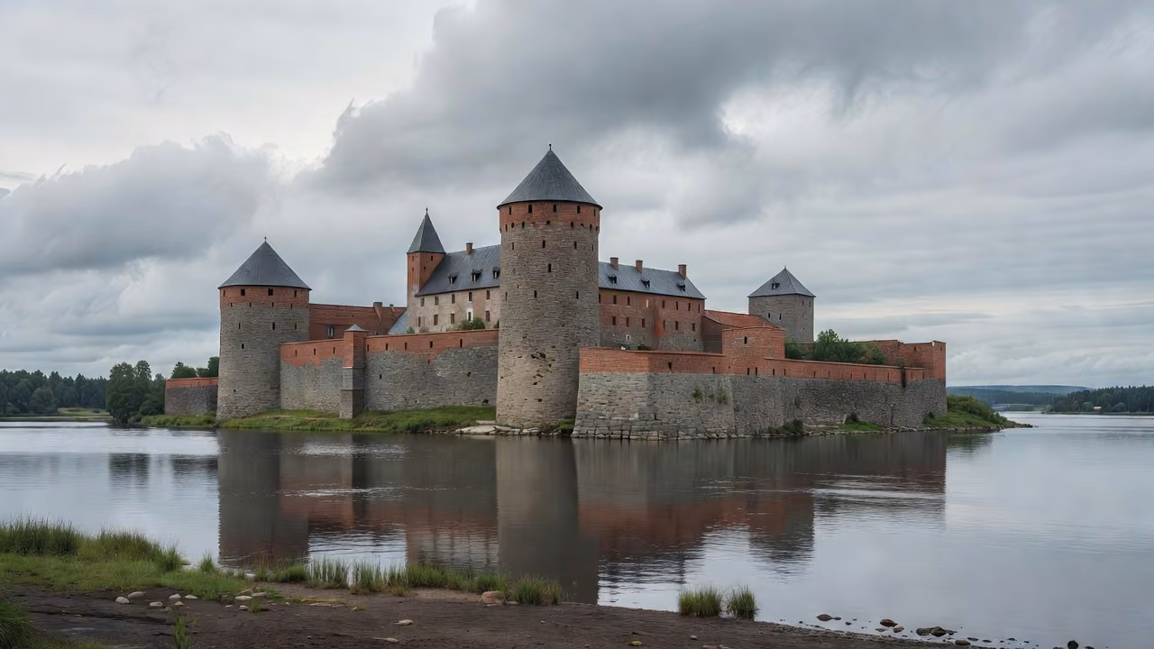 Turku Castle, the medieval stone fortress of Finland beside the river Aura